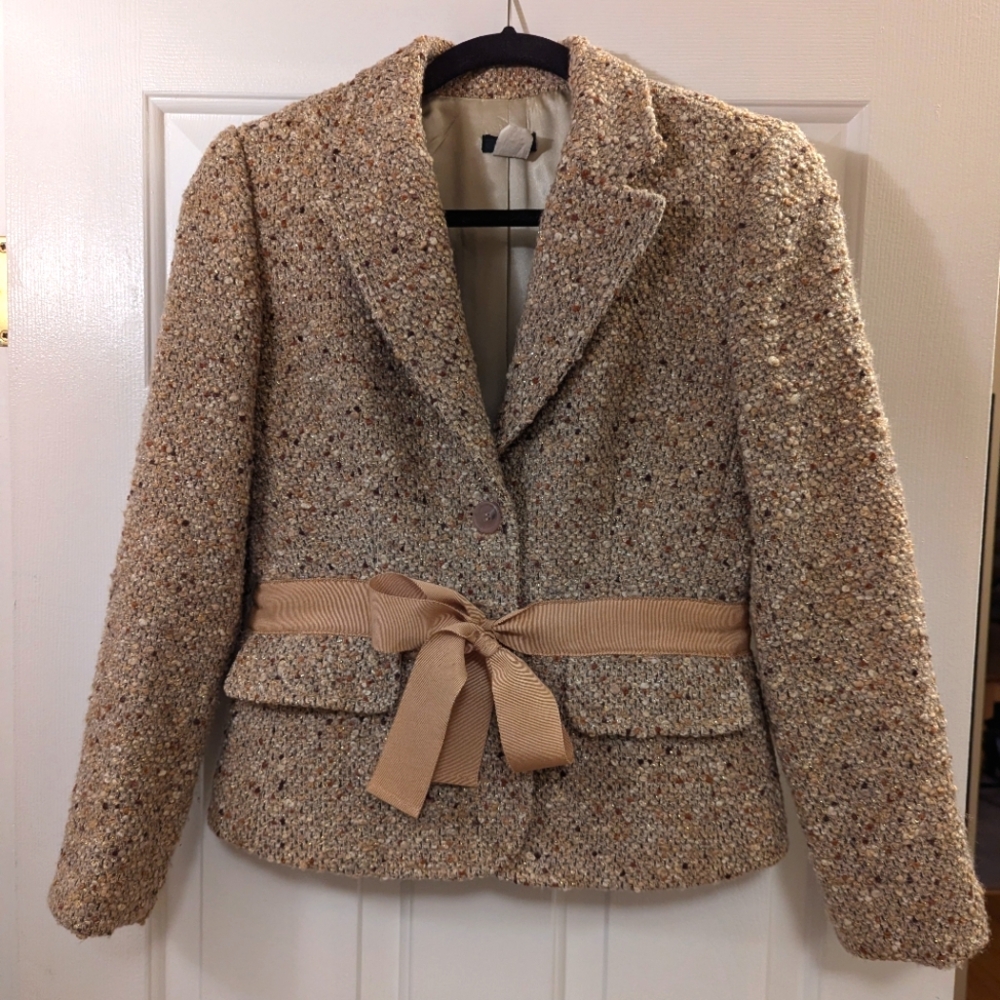 VGUC J Crew Robert Noble Wool Metallic Tweed Jacket, Size 6